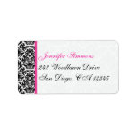 Black White Pink Damask Return Address Label