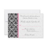 Black, White, Pink Damask RSVP Card Announcement