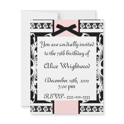 Black, White, & Pink Formal Birthday Invitation by DizzyDebbie