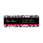 BLACK WHITE PINK FUCHSIA ART NOUVEAU DAMASK LABELS