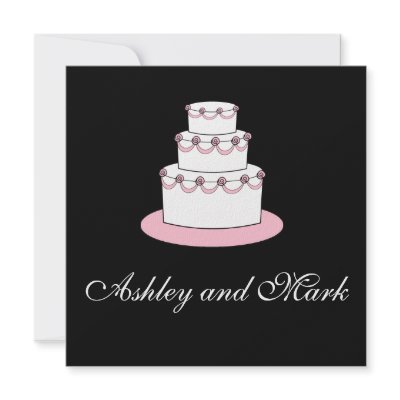 Black White Pink Wedding Cake Invitations by WeddingCentre