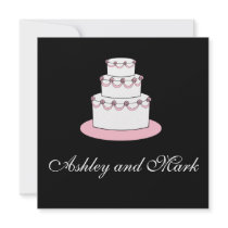 Black White Pink Wedding Cake Invitations