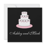 Black White Pink Wedding Cake Invitations