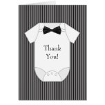 Black White Pinstripe Baby Boy Thank You Cards