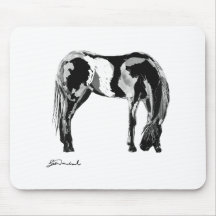 Black white pinto horse mouse pads