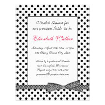 Black white polka dot bow Bridal Shower Invitation