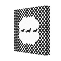 Black/White Polka Dot Doxie Stretched Canvas Prints