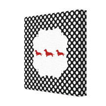 Black/White Polka Dot Doxie Gallery Wrapped Canvas