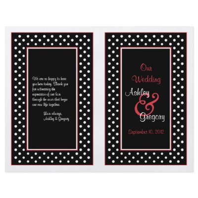 Black White Polka Dot Red Trim Wedding Program by wasootch