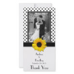 Black White Polka Dot Sunflower Wedding Photo Card