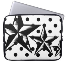 Black white polka dot tattoo star laptop sleeve