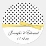 Black White Polka Dots Yellow Save The Date Stickers