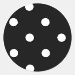 black & white polkadots round stickers