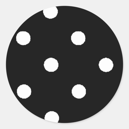 black & white polkadots round stickers