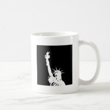 Black & White Pop Art Statue of Liberty Silhouette Coffee Mugs