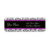 BLACK WHITE PURPLE  DAMASK LABELS
