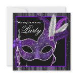 Black White Purple Masquerade Party invitations