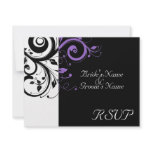 Black +White Purple Swirl Wedding Matching RSVP invitations