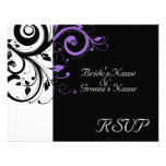 Black +White Purple Swirl Wedding Matching RSVP Invite