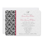 Black, White, Red Damask Wedding Invitation
