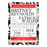 Black White & Red Damask Wedding Invitations