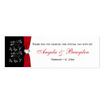 Black, White, Red Floral, Heart Wedding Favour Tag Business Cards