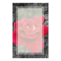 Black White Red Rose Blank Stationery