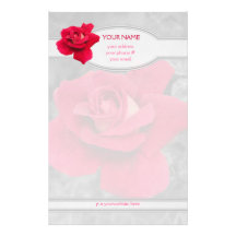 Black White Red Rose Personalized Stationery