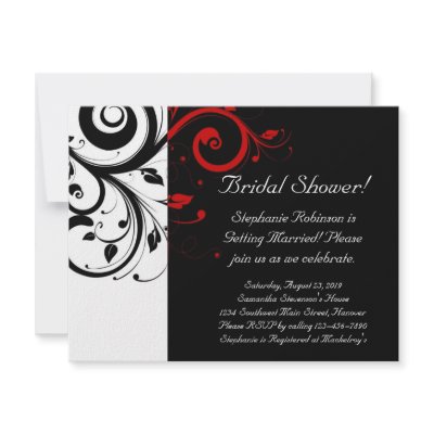 Black, White, Red Swirl Bridal Shower / General Personalized Invites by CustomInvites