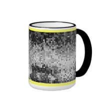 Black & White Retro DiscoBall Mirrors Pattern Coffee Mugs