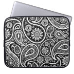 Black & White Retro Paisley Pattern Laptop Sleeve