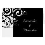 Black+White Reverse Swirl Photo Wedding Invitation Cards