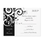Black +White Reverse Swirl Wedding RSVP Postcard