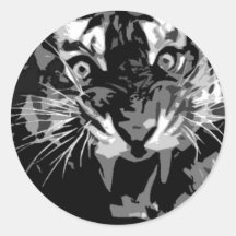 Black & White Roaring Tiger Sticker