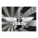 Black white Rock star electric guitar wings Invitations