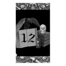 Black & White Romance Skull Spellbook Wedding Business Cards