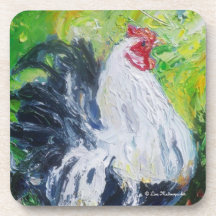 Black & White Rooster Coasters
