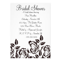 Black & White Rose Bridal Shower Invitation