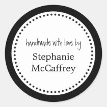 Black white rosette handmade label party favour stickers