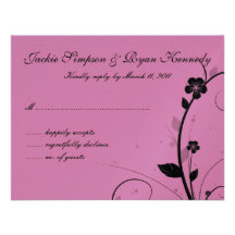 Black & White RSVP Card Floral Wall Pink Silver Custom Invitations
