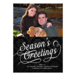 Black/White Script Season's Greetings Photo Card Custom Invitation