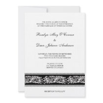 Black & white scroll elegant wedding invitation