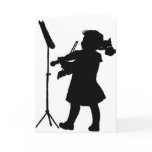 Black & White Silhouette Girl Playing Violin Greet Greeting Cards
