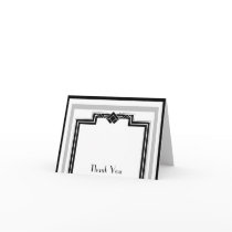 Black White Silver Art Deco Frame Thank You Card