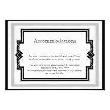 Black White Silver Art Deco Frame Wedding Insert Custom Invites