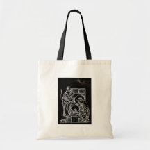 black white silver nativity bag