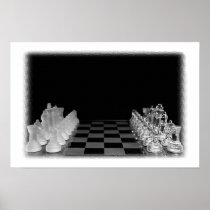 Black & White Spooky Chess Board Game Poster