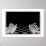 Black & White Spooky Chess Board Game Poster