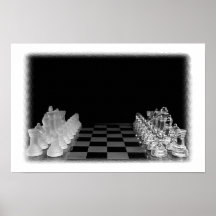 Black & White Spooky Chess Board Game Poster