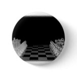 Black & White Spooky Glass Chess Board Game Pinback Button